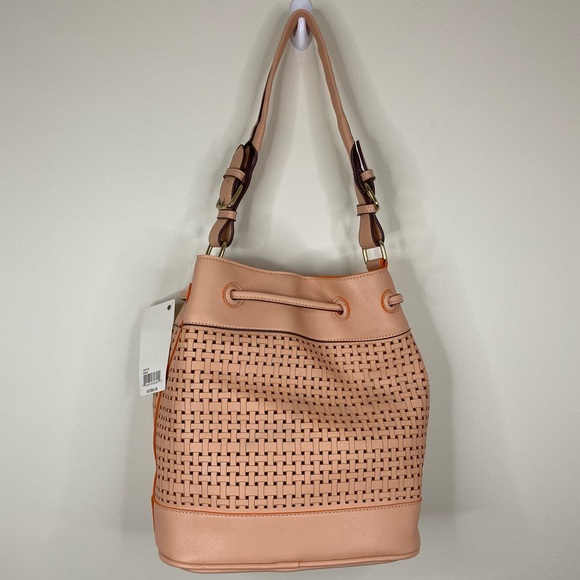 Big Buddha Light Pink Cream Orange Drawstring Shoulder Bag - Picture 2 of 16